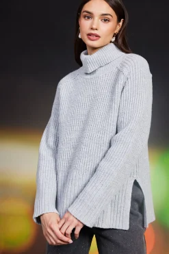 SKIES ARE BLUE Sweaters*Irene Turtleneck Sweater Grey