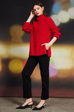 SKIES ARE BLUE Sweaters*Irene Turtleneck Sweater Red