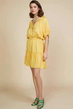 SKIES ARE BLUE Mini Dresses*Jacquard Tiered Short Dress Mangosorbet