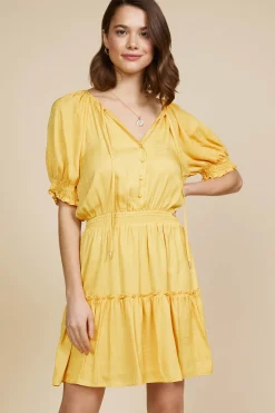 SKIES ARE BLUE Mini Dresses*Jacquard Tiered Short Dress Mangosorbet