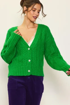 SKIES ARE BLUE Outerwear|Sweaters*Jewel Button Detail Cardigan Spearmint