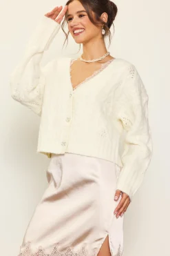 SKIES ARE BLUE Outerwear|Sweaters*Jewel Button Detail Cardigan Cream