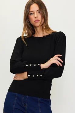 SKIES ARE BLUE Sweaters*Jewel Detail Longsleeve Sweater Black