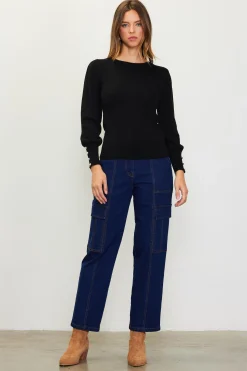 SKIES ARE BLUE Sweaters*Jewel Detail Longsleeve Sweater Black