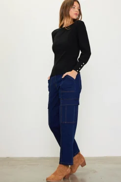 SKIES ARE BLUE Sweaters*Jewel Detail Longsleeve Sweater Black