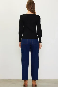 SKIES ARE BLUE Sweaters*Jewel Detail Longsleeve Sweater Black