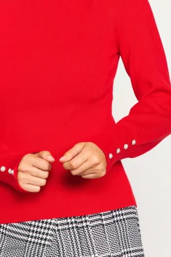 SKIES ARE BLUE Sweaters*Jewel Detail Longsleeve Sweater Red