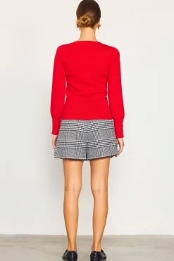 SKIES ARE BLUE Sweaters*Jewel Detail Longsleeve Sweater Red