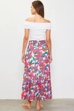 SKIES ARE BLUE Skirts*Juliette Floral Print Midi Skirt Redfloral