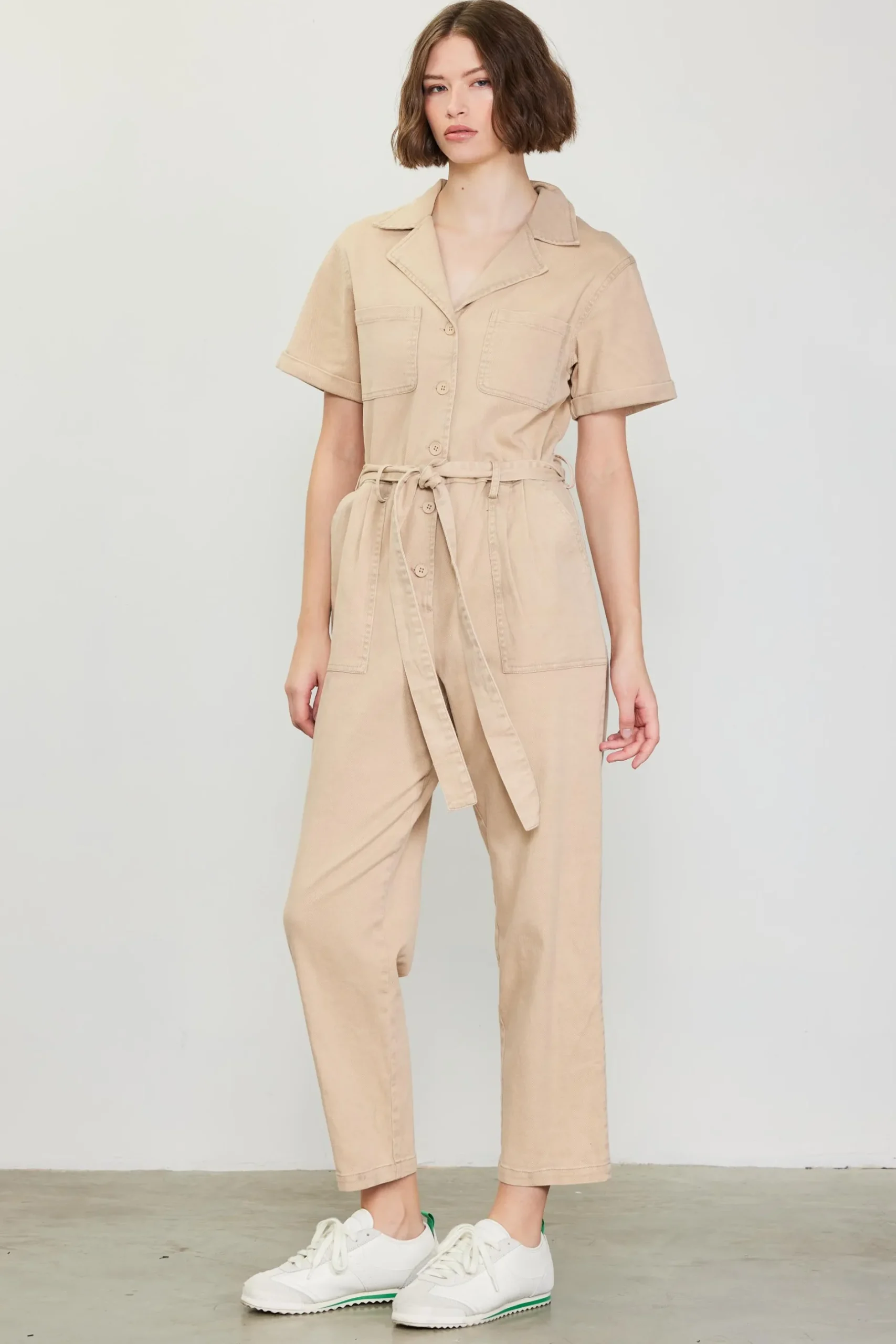SKIES ARE BLUE Jumpsuits*Kendall Washed Utility Jumpsuit Khaki