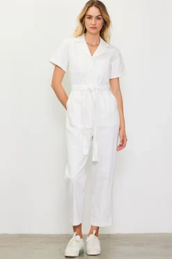 SKIES ARE BLUE Jumpsuits*Kendall Washed Utility Jumpsuit White