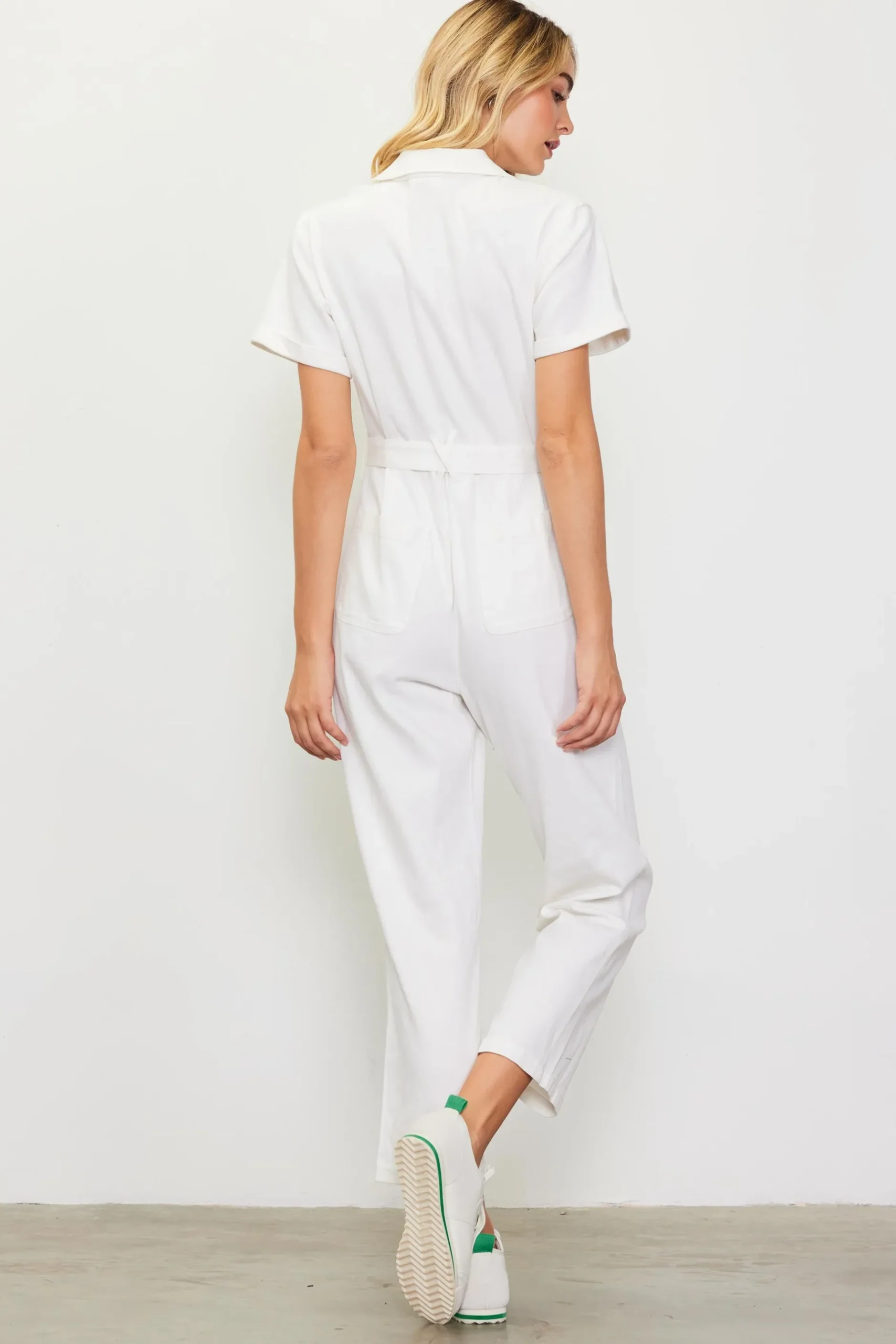 SKIES ARE BLUE Jumpsuits*Kendall Washed Utility Jumpsuit White