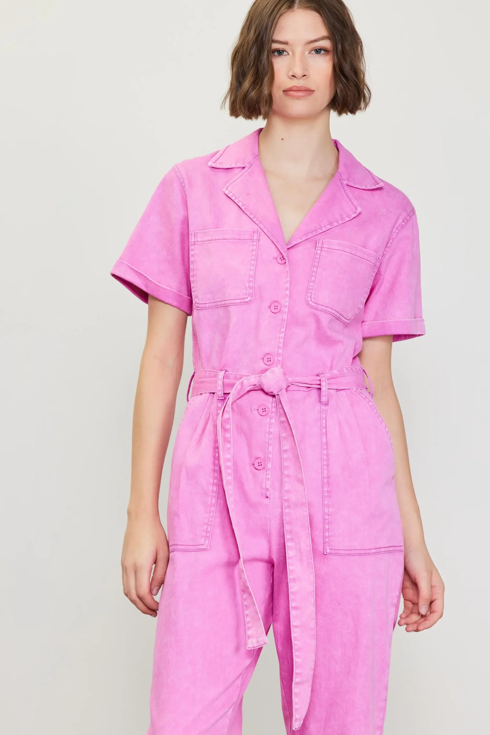 SKIES ARE BLUE Jumpsuits*Kendall Washed Utility Jumpsuit Roseviolet