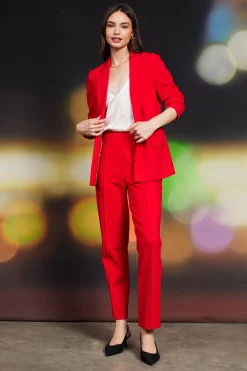 SKIES ARE BLUE Pants*Knit Pintuck Trouser Scarletred