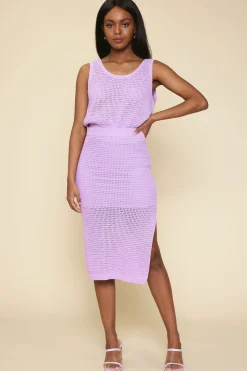SKIES ARE BLUE Skirts*Knit Side Slit Skirt Lilac