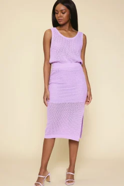 SKIES ARE BLUE Skirts*Knit Side Slit Skirt Lilac