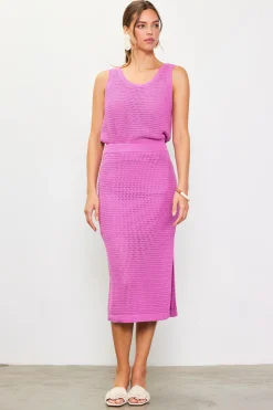 SKIES ARE BLUE Skirts*Knit Side Slit Skirt Roseviolet