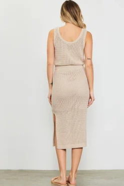 SKIES ARE BLUE Skirts*Knit Side Slit Skirt Taupe