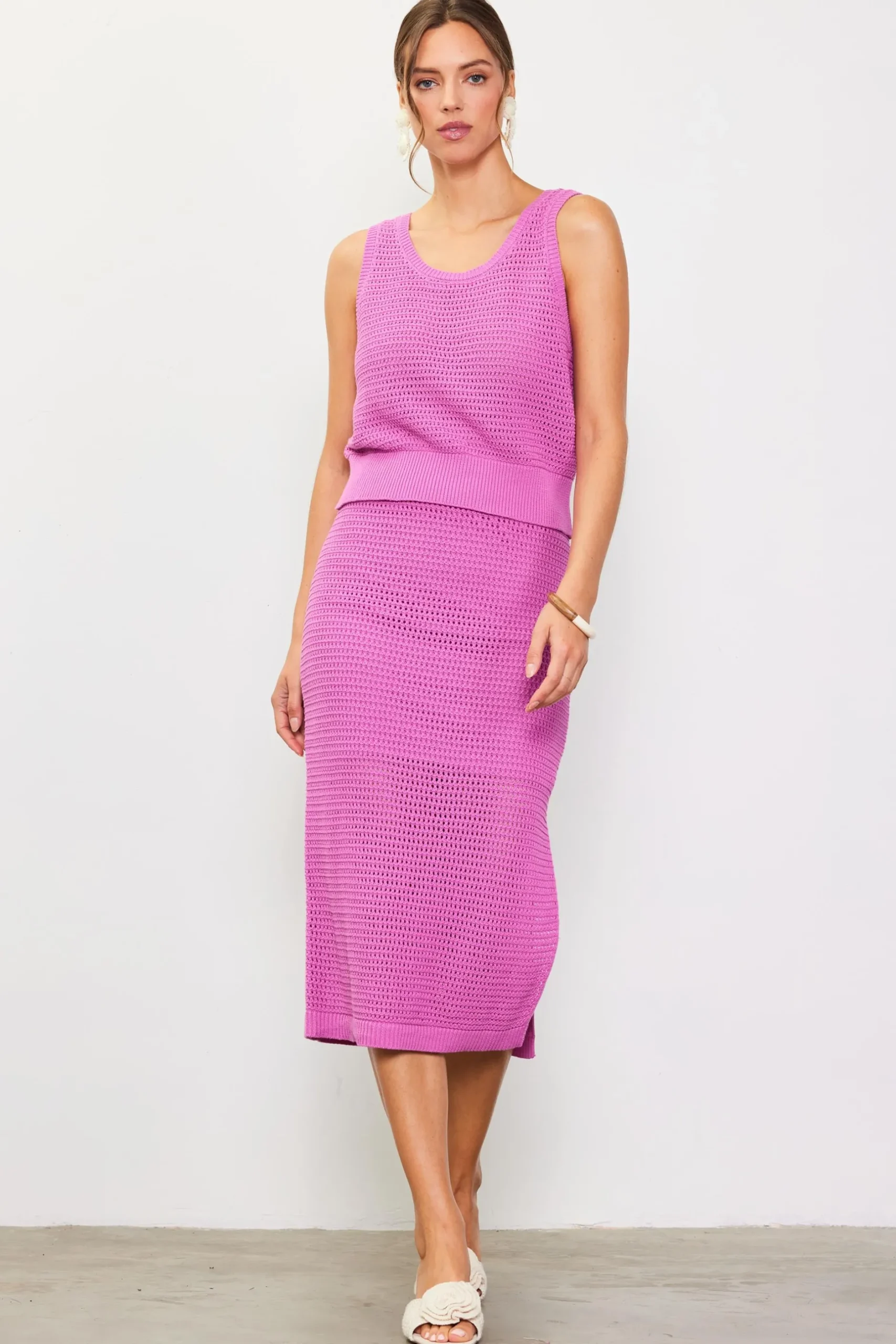 SKIES ARE BLUE Sleeveless Tops*Knit Sleeveless Top Roseviolet