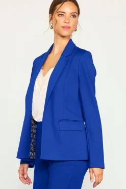 SKIES ARE BLUE Blazers*Knit Tailored Blazer Cobalt