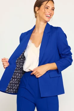 SKIES ARE BLUE Blazers*Knit Tailored Blazer Cobalt