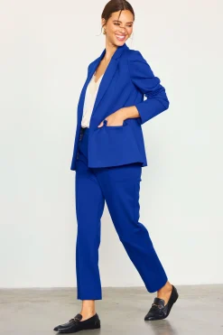 SKIES ARE BLUE Blazers*Knit Tailored Blazer Cobalt
