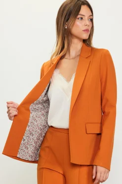 SKIES ARE BLUE Blazers*Knit Tailored Blazer Mustard