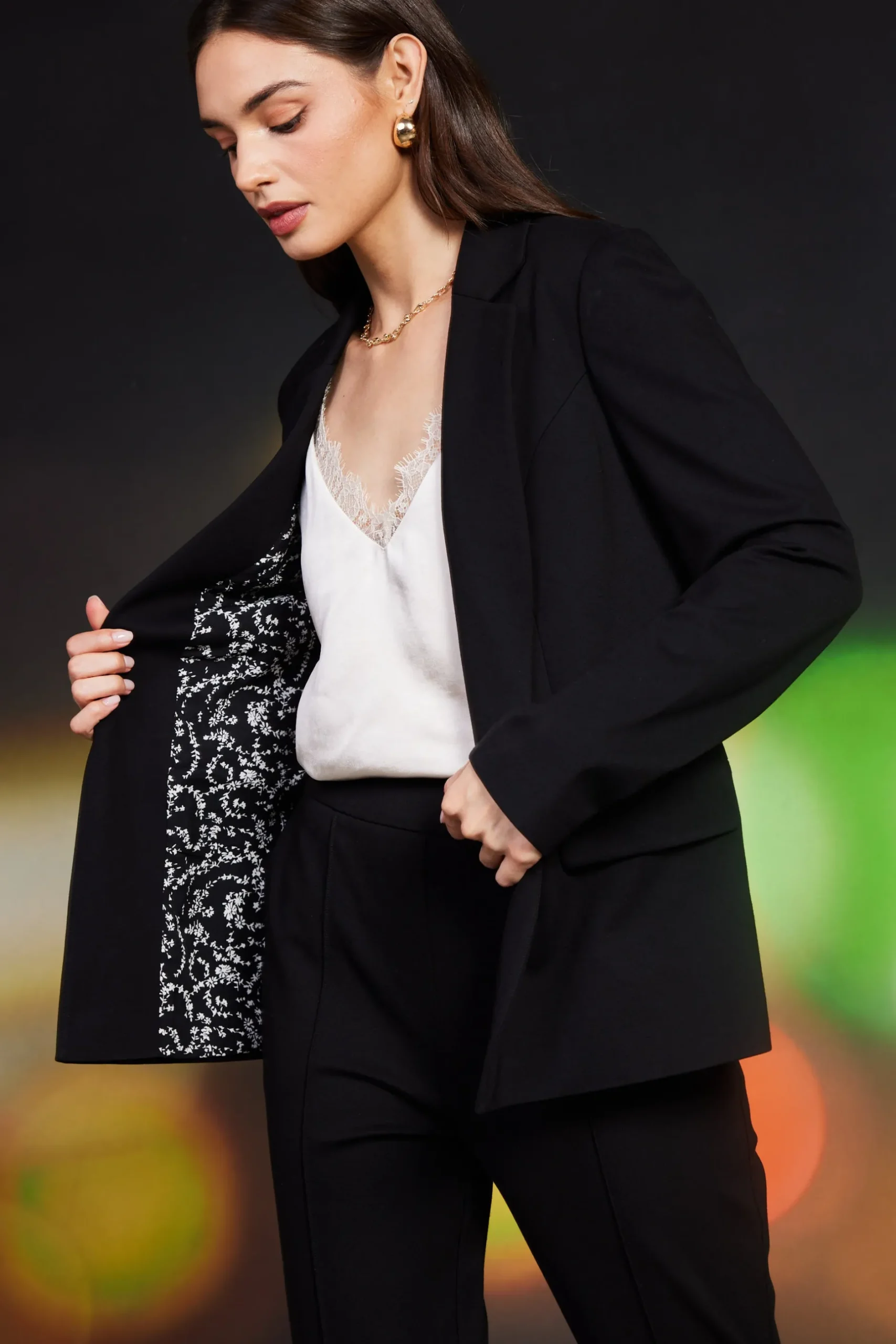 SKIES ARE BLUE Blazers*Knit Tailored Blazer Black