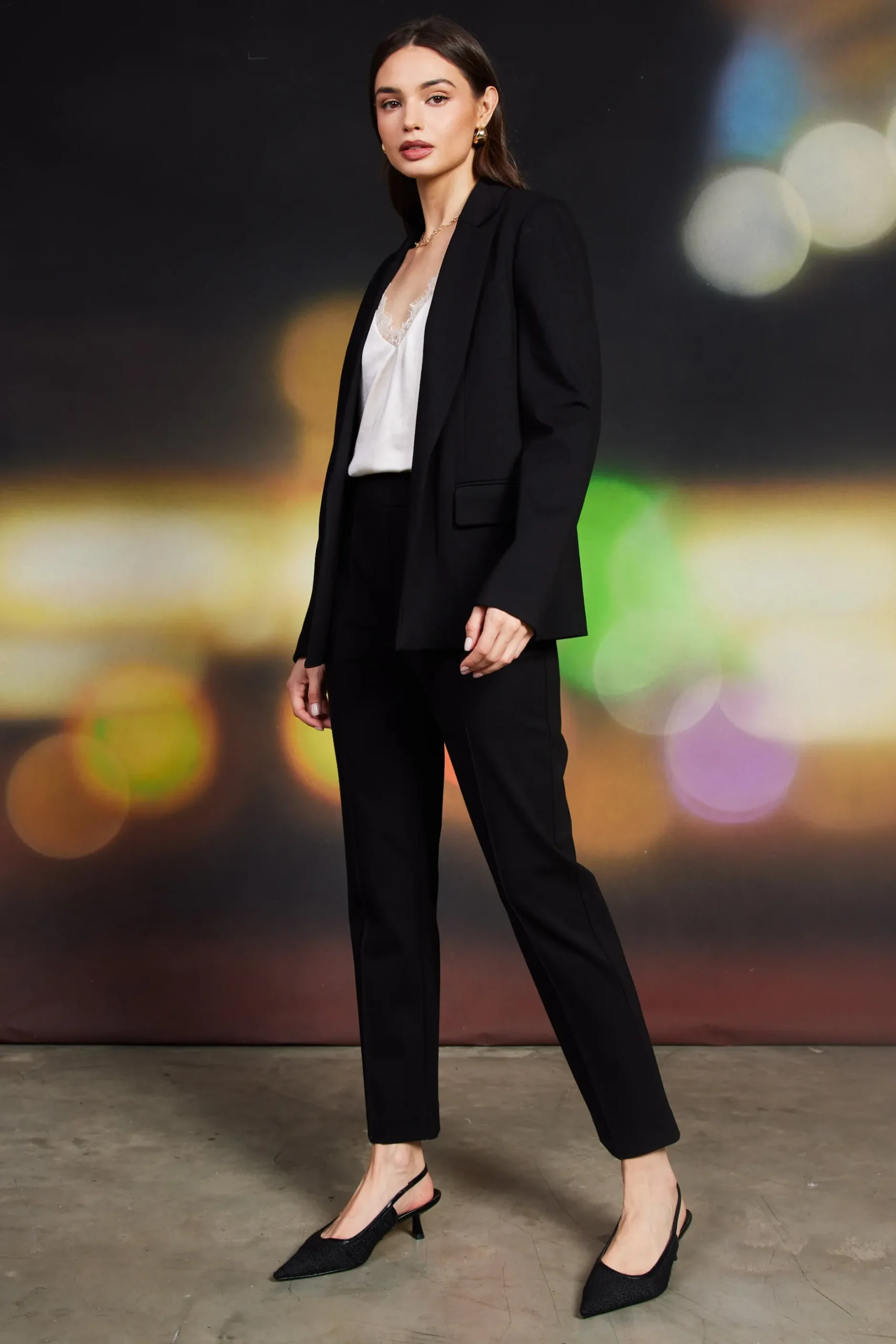 SKIES ARE BLUE Blazers*Knit Tailored Blazer Black