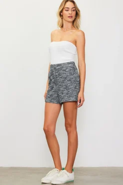 SKIES ARE BLUE Shorts*Knit Tweed Shorts Navy