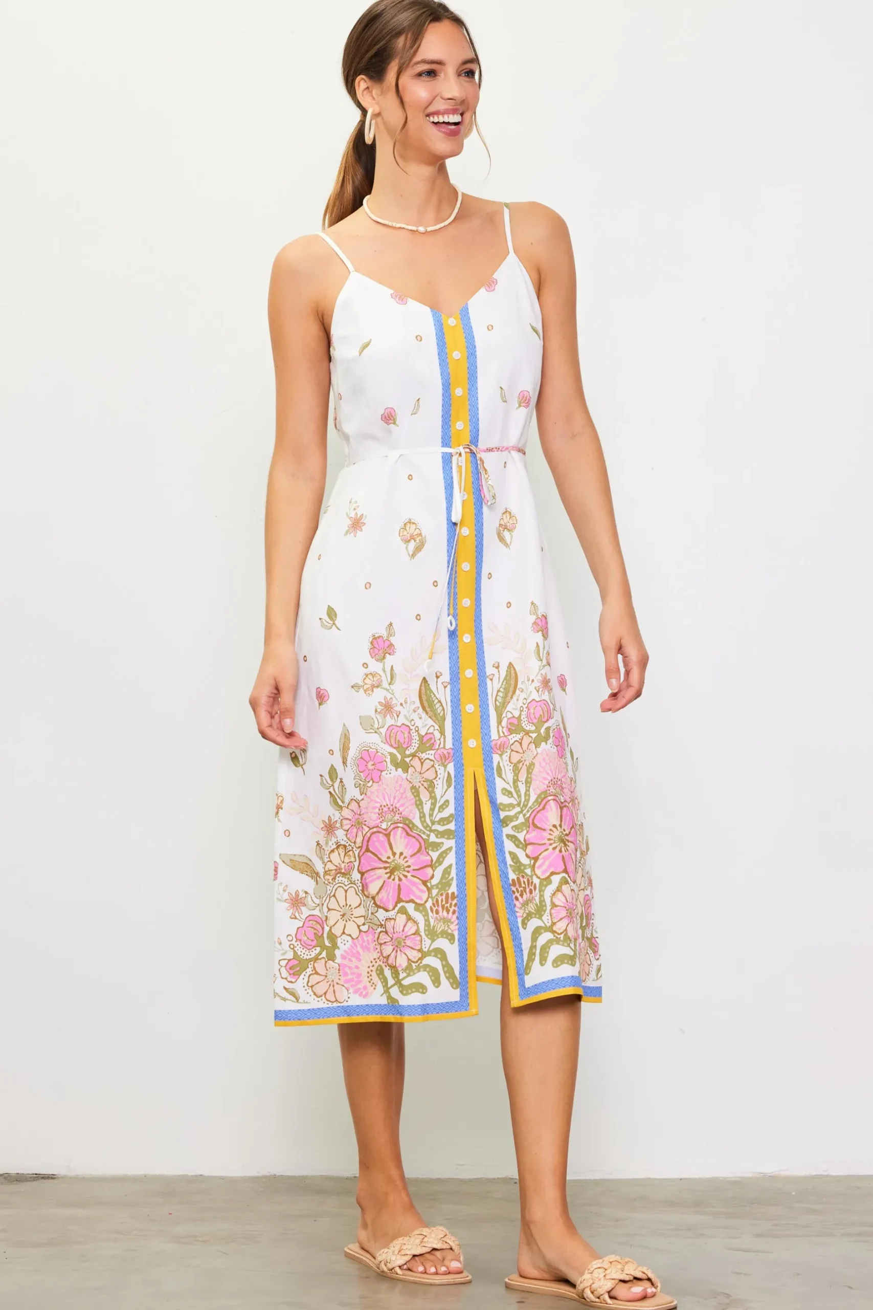 SKIES ARE BLUE Midi Dresses*Lanya Floral Print Midi Dress Multi-sweetpea