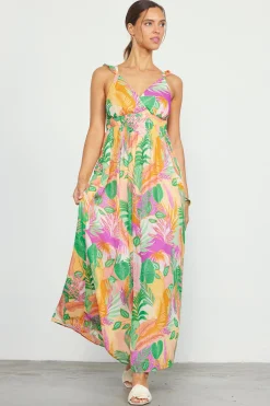SKIES ARE BLUE Maxi Dresses*Leilani Floral Print Maxi Dress Pinkguava