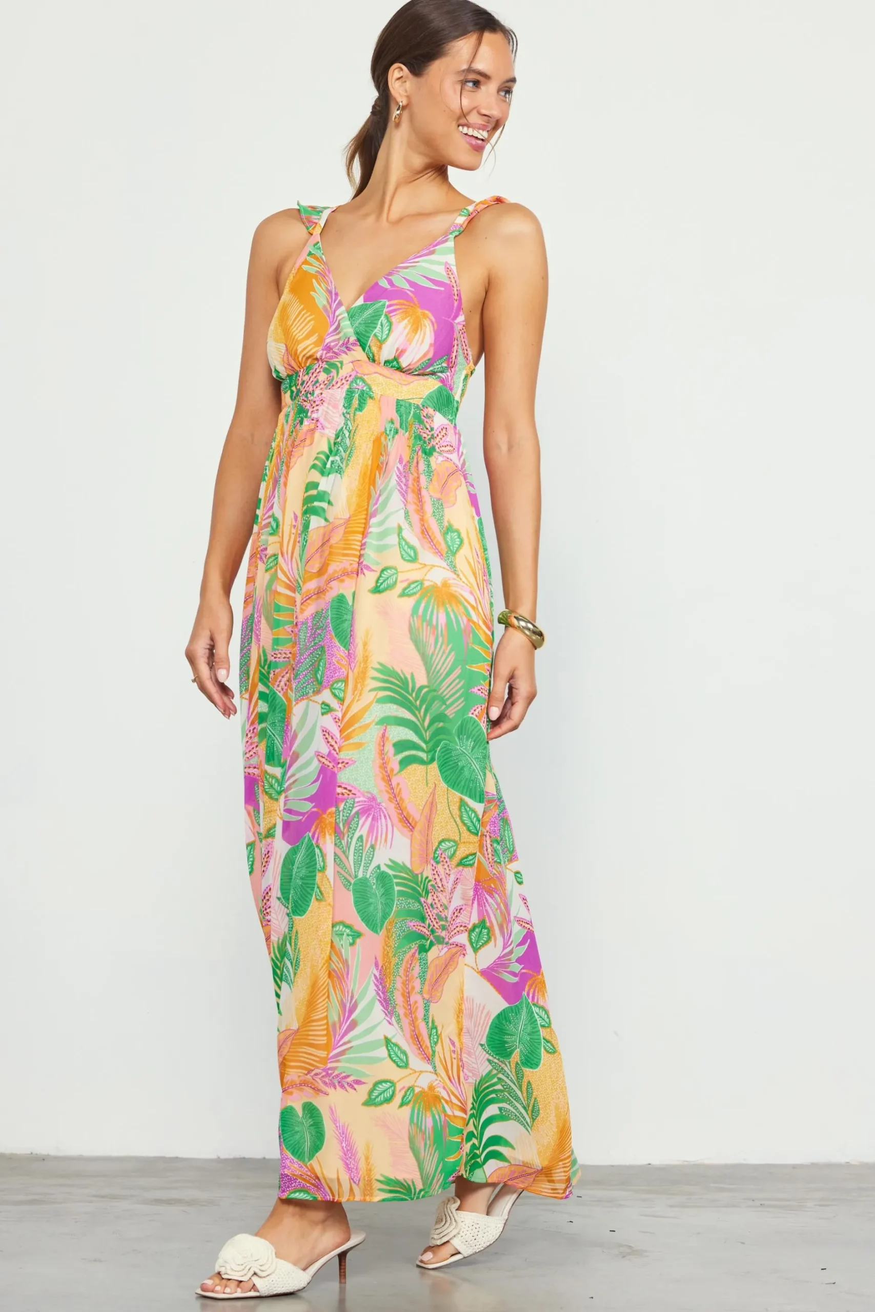 SKIES ARE BLUE Maxi Dresses*Leilani Floral Print Maxi Dress Pinkguava