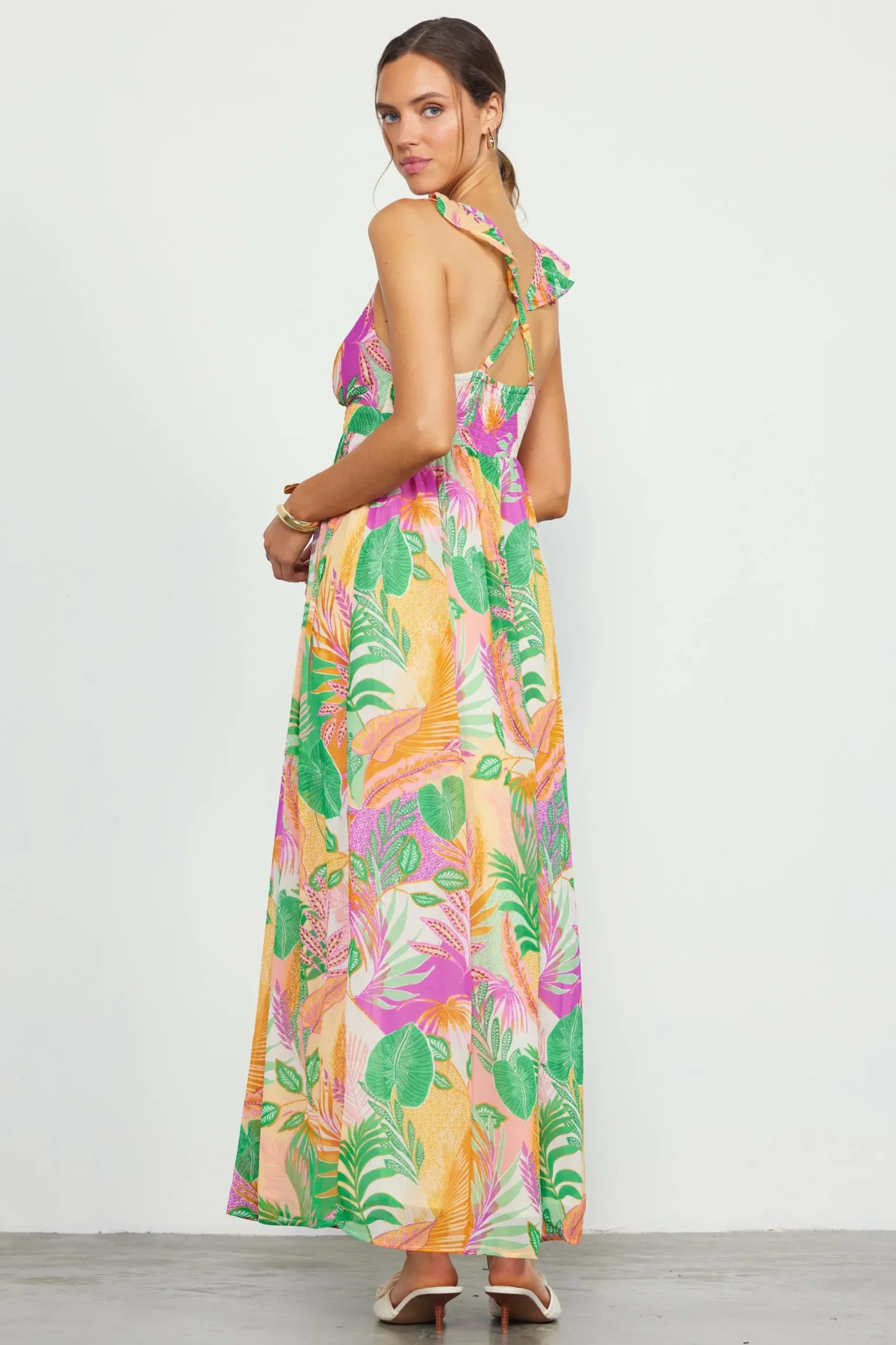 SKIES ARE BLUE Maxi Dresses*Leilani Floral Print Maxi Dress Pinkguava