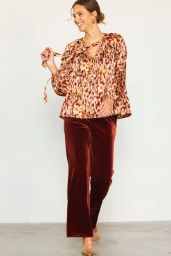 SKIES ARE BLUE Blouses|Long Sleeve Tops*Leopard Print Longsleeve Blouse Brown-ivory