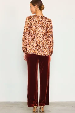 SKIES ARE BLUE Blouses|Long Sleeve Tops*Leopard Print Longsleeve Blouse Brown-ivory