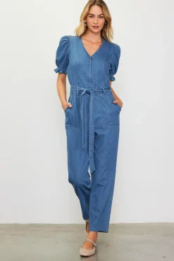 SKIES ARE BLUE Jumpsuits*Light Washed Jumpsuit Denim