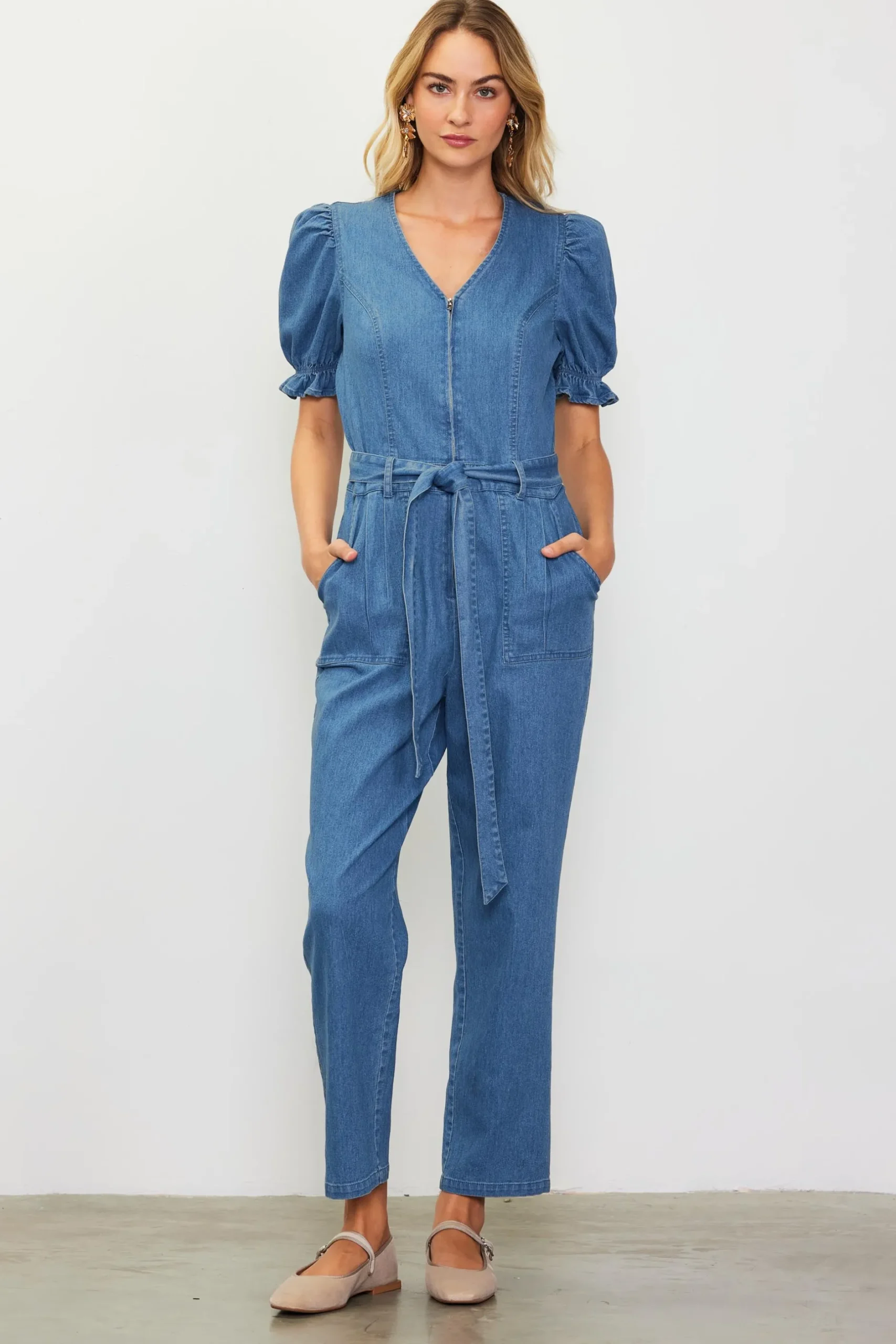 SKIES ARE BLUE Jumpsuits*Light Washed Jumpsuit Denim