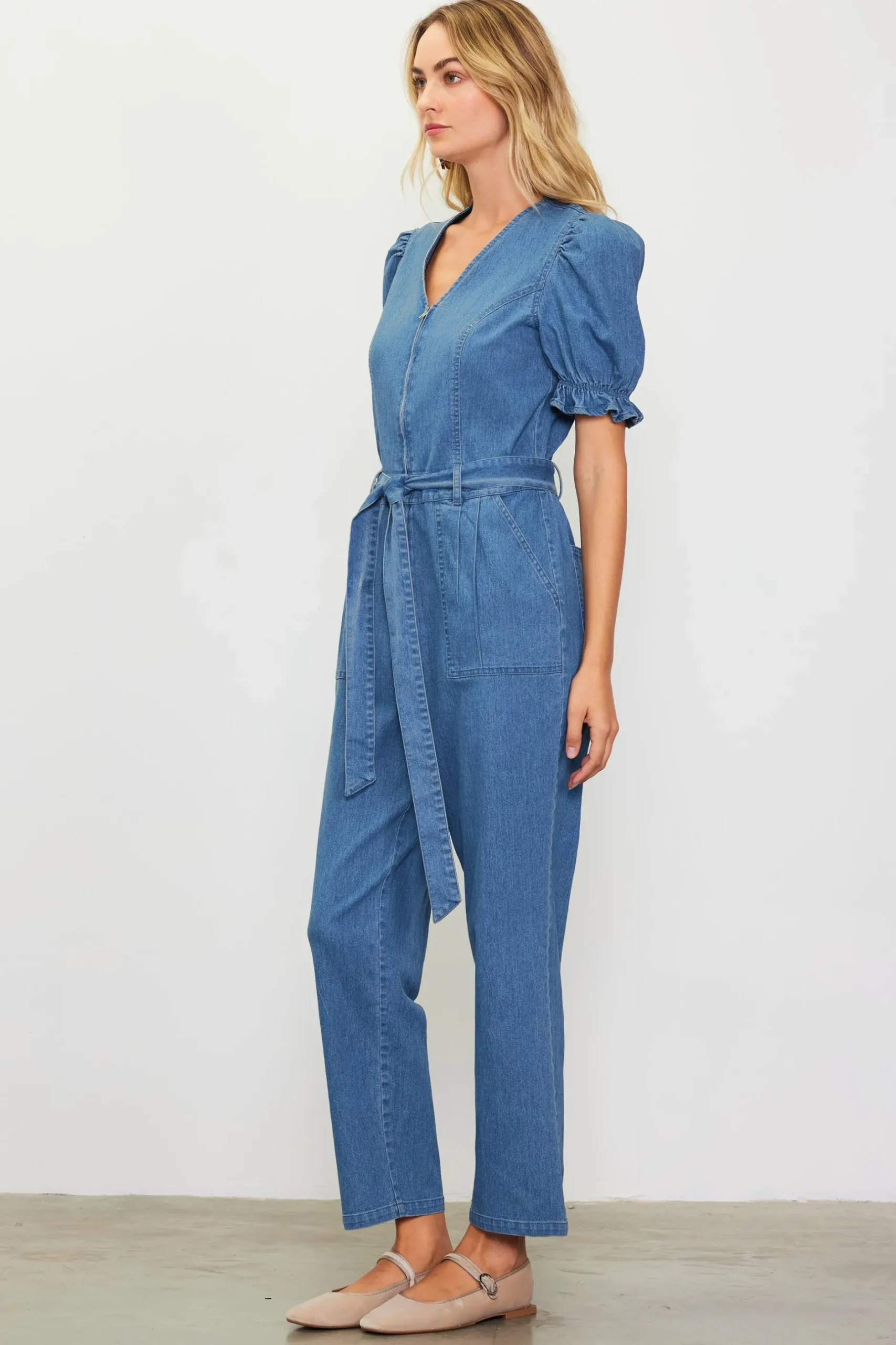SKIES ARE BLUE Jumpsuits*Light Washed Jumpsuit Denim