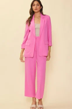 SKIES ARE BLUE Blazers*Linen Cuffed Sleeve Blazer Lightpink
