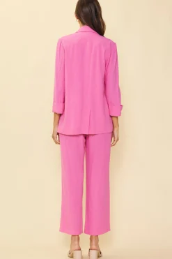 SKIES ARE BLUE Blazers*Linen Cuffed Sleeve Blazer Lightpink