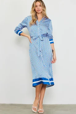 SKIES ARE BLUE Midi Dresses*Livia Bandana Print Shirt Dress Multi-blue-orange