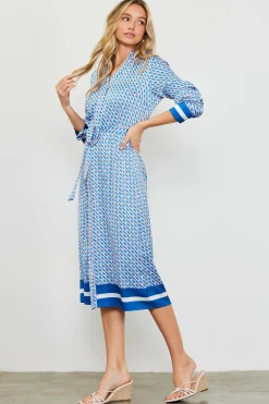 SKIES ARE BLUE Midi Dresses*Livia Bandana Print Shirt Dress Multi-blue-orange
