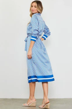 SKIES ARE BLUE Midi Dresses*Livia Bandana Print Shirt Dress Multi-blue-orange