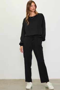 SKIES ARE BLUE Long Sleeve Tops*Longsleeve Bubble Top Black