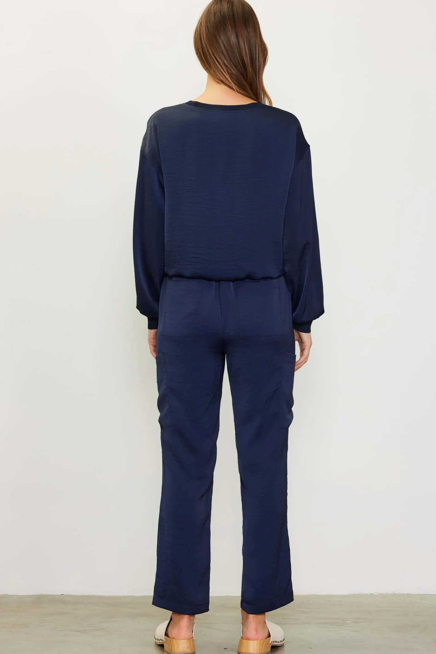 SKIES ARE BLUE Long Sleeve Tops*Longsleeve Bubble Top Navy