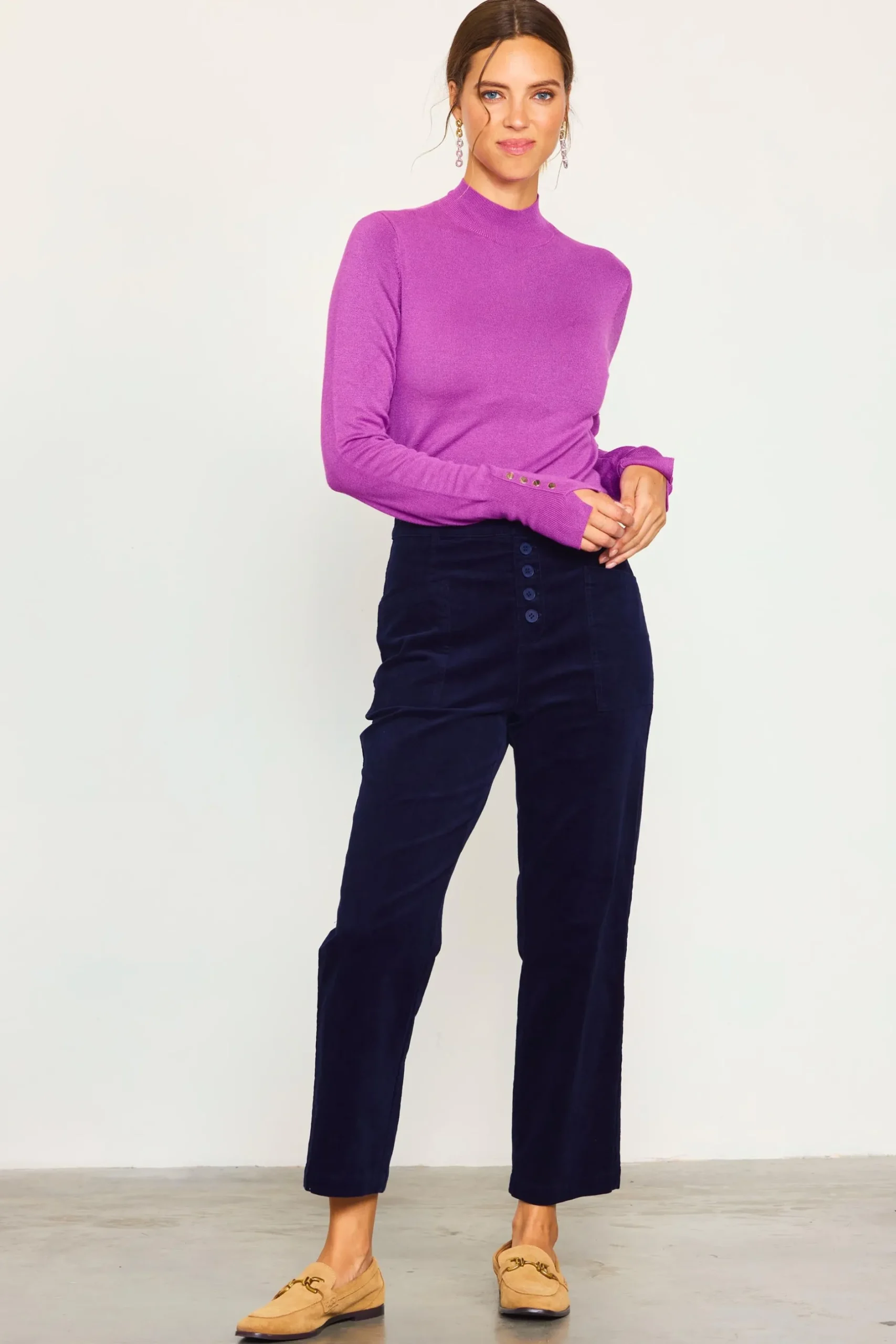 SKIES ARE BLUE Long Sleeve Tops|Sweaters*Longsleeve Mock Neck Sweater Mindfulmauve