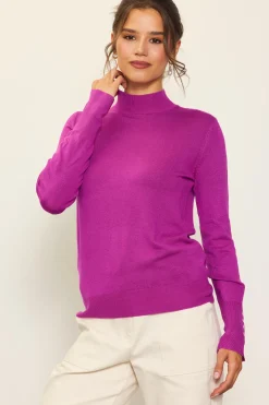 SKIES ARE BLUE Long Sleeve Tops|Sweaters*Longsleeve Mock Neck Sweater Magenta