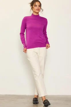 SKIES ARE BLUE Long Sleeve Tops|Sweaters*Longsleeve Mock Neck Sweater Magenta