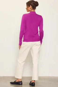 SKIES ARE BLUE Long Sleeve Tops|Sweaters*Longsleeve Mock Neck Sweater Magenta